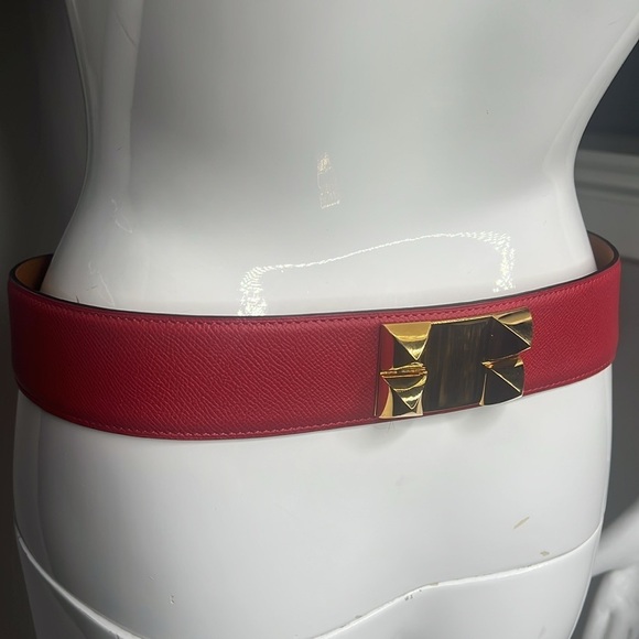 Hermes Sz 75 Red Calfskin COLLIER DE CHIEN Belt GM - Picture 6 of 14